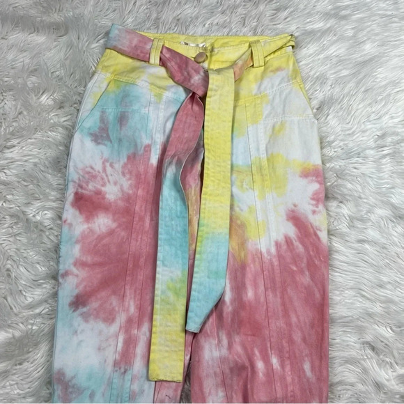 New LOVESHACKFANCY Tao Pant Rainbow Radial Tie Dye NWT Denim Casual Women’s 6 - Picture 4 of 13